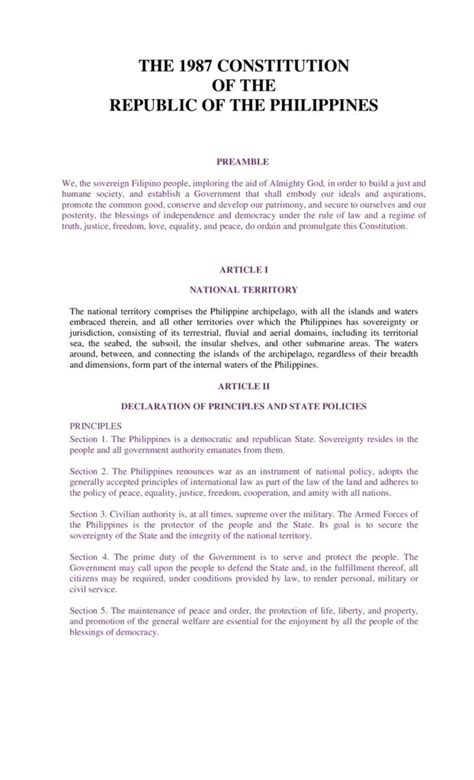 1987 CONSTITUTION OF THE REPUBLIC OF THE PHILIPPINE.